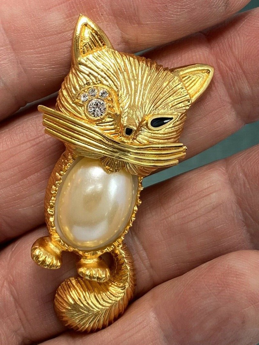 Vtg 1996 RARE Edgar Berebi Limited Ed. Mr Mustache The Cat GP Brooch NOS