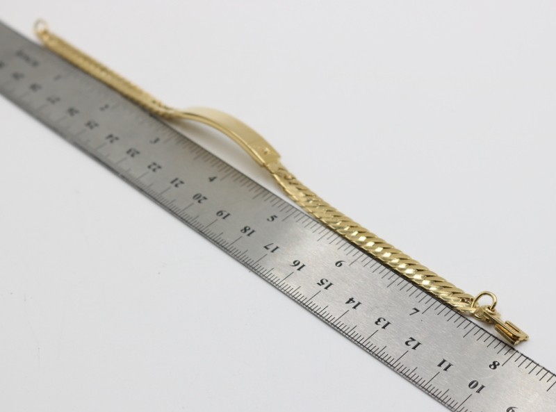 NOS Speidel Yellow Gold Tone Blank ID 8″ Flat Curb Link Bracelet Made in China