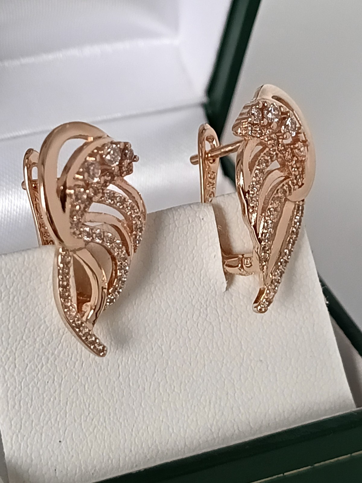 Vintage 1990-s 14 Ct Rolled Gold Zircons Earrings-Hallmarked 585 RG