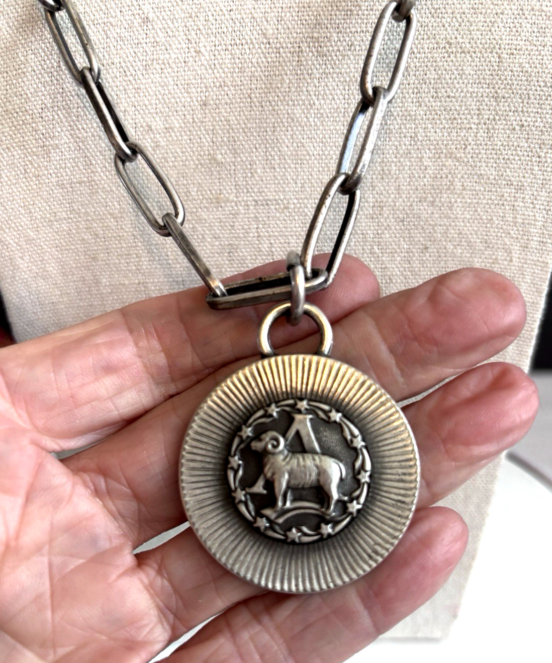 Vintage Unisex Sarah Coventry Zodiac Sign Aries Ram Pendant Necklace