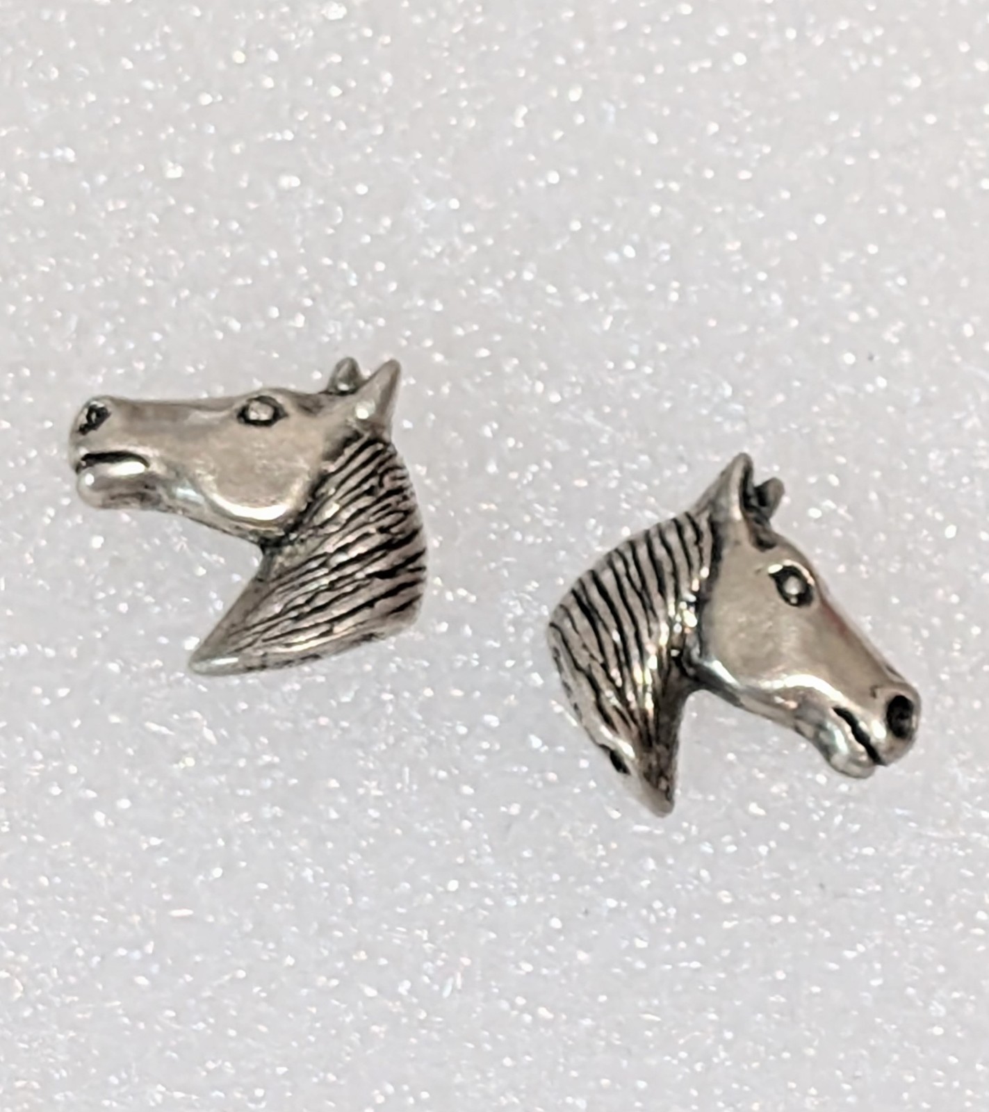 Vintage Sterling Silver Equestrian Horse Signed 14mm Post Earrings