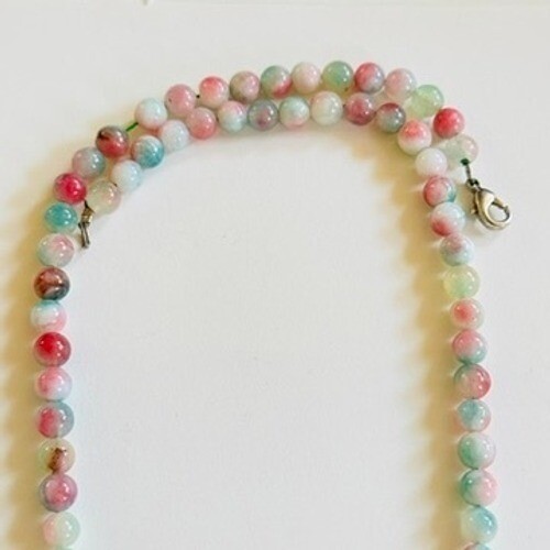 VTG Cherry blossom Jasper Jade Collar Beaded Watermelon Beads Genuine natural
