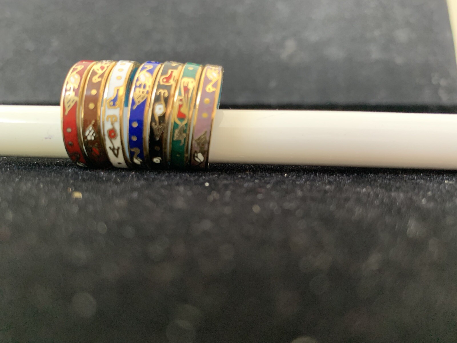 Vintage Cloisonné ring 7colors /set