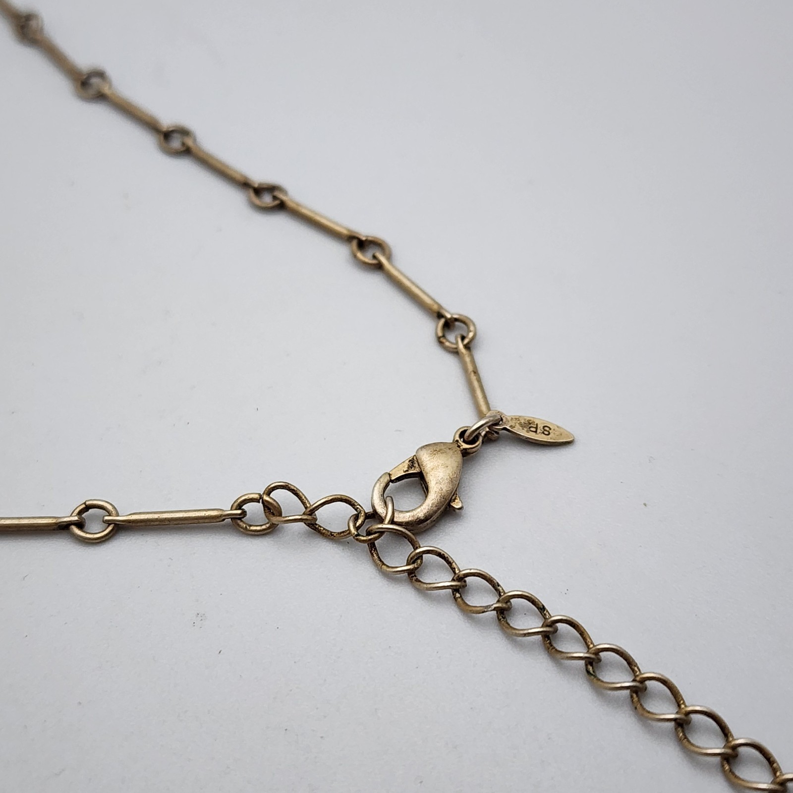 Vtg Avon Bar Link Y Drop Turquoise Beaded Choker Antiqued Gold Necklace