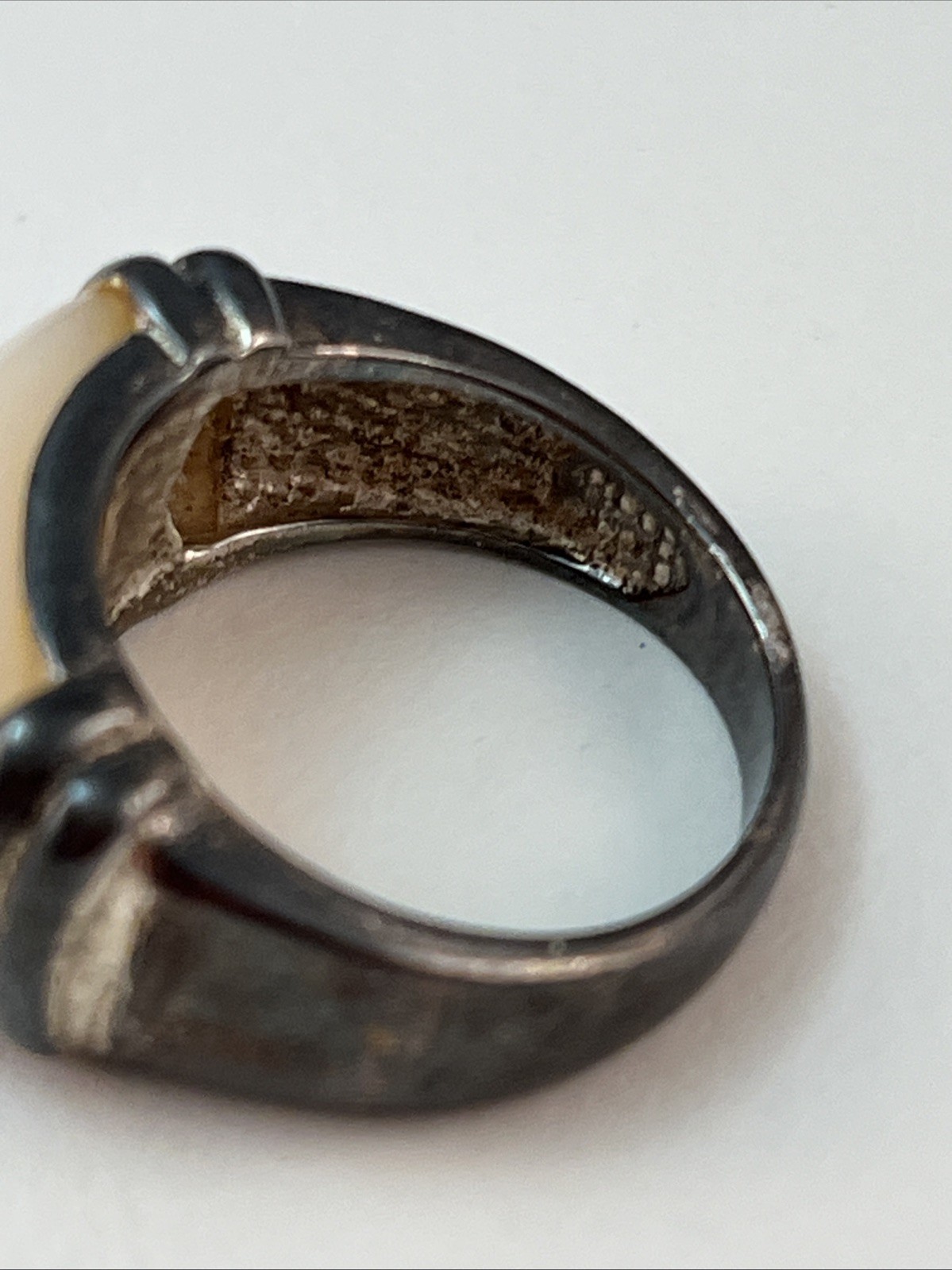 Vintage 925 Sterling Silver MOP Mother of Pearl Ring Size 7 HONG KONG
