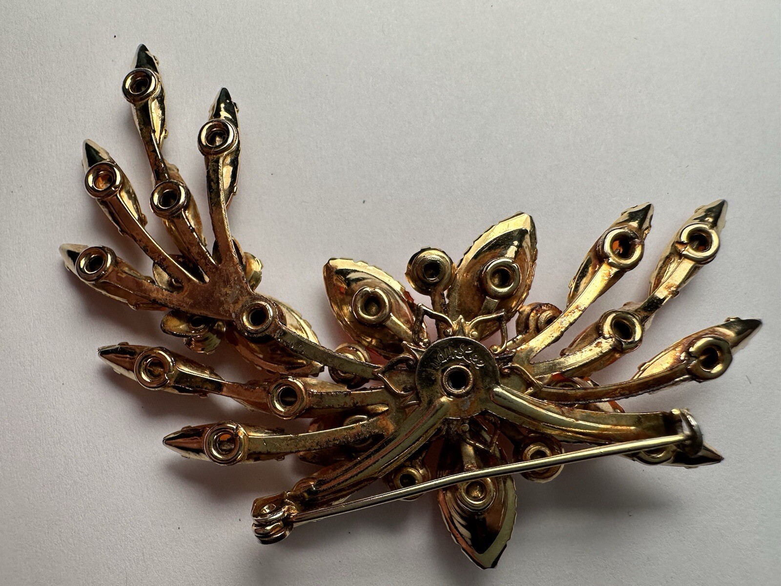 Victorian antique orange crystal brooch
