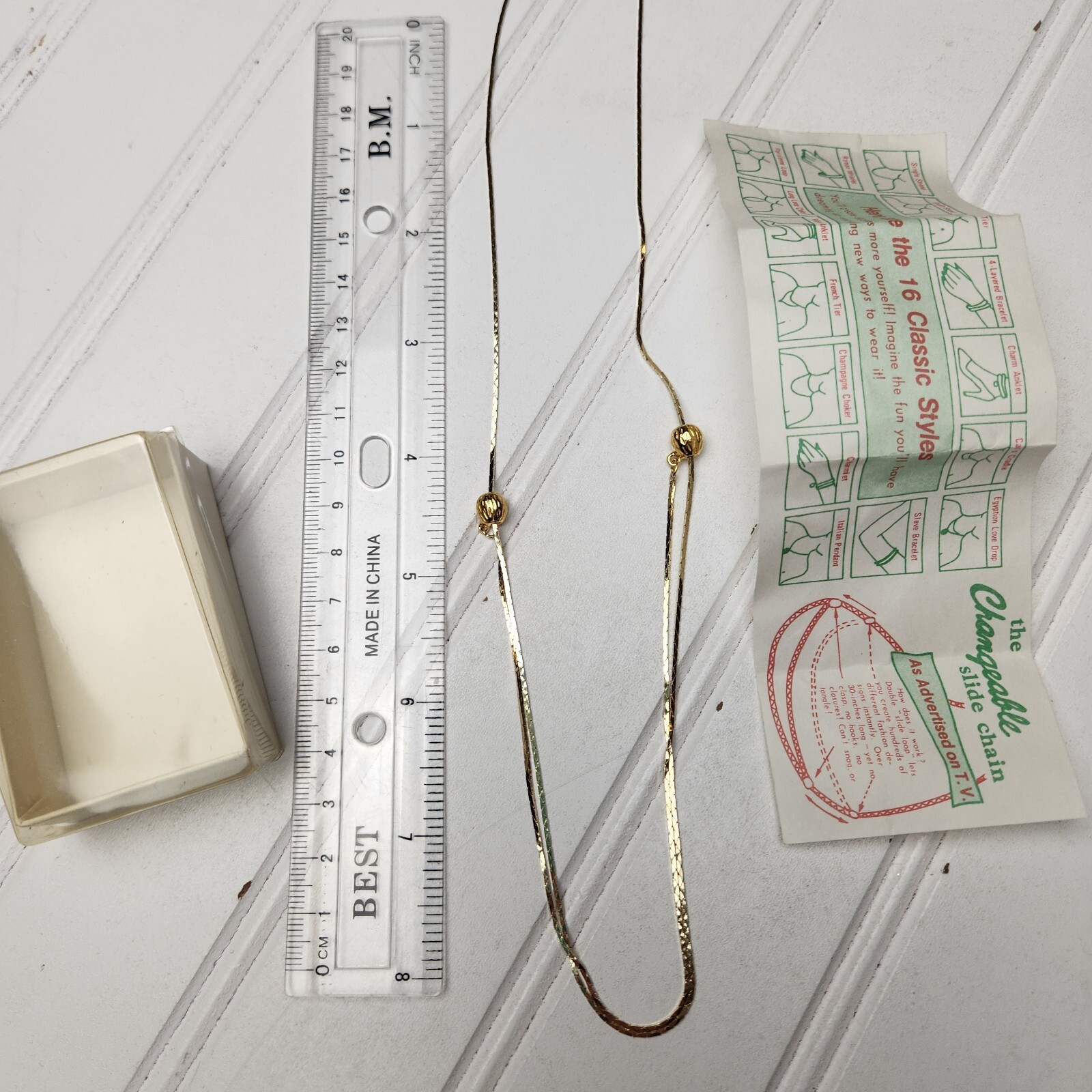 Vintage Changeable Slide Chain Necklace Gold Tone Vintage With Ball Design