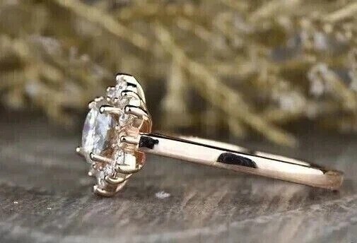 2.2Ct Round Cut Lab-Created Diamond Flower Wedding Gift For Her 14k Gold FN Ring