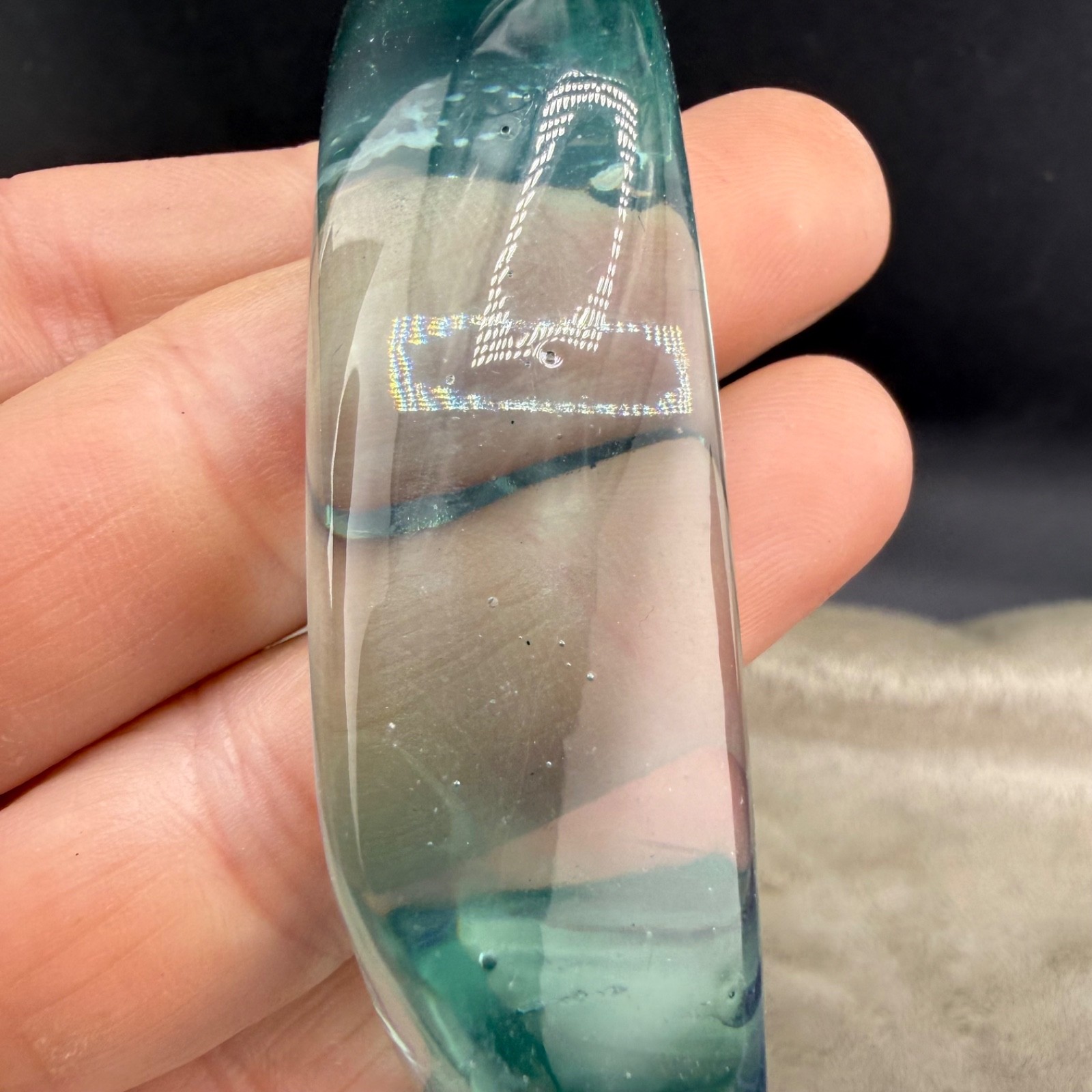 Vintage Aqua Acrylic Bangle Bracelet 8.5”