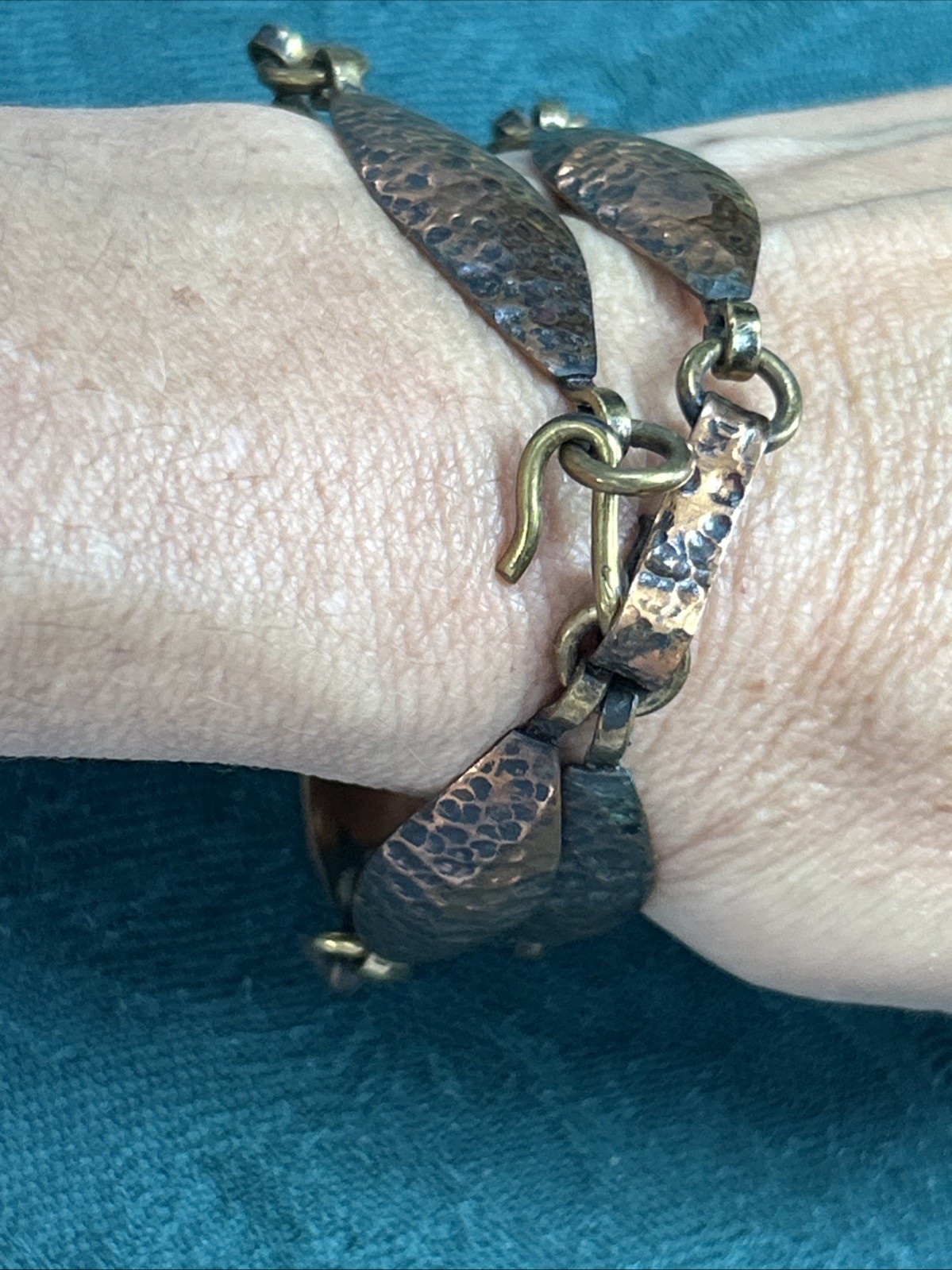Vintage Maya Mexico Men Or Women’s Hammered Copper Bracelet 8.5”large Wrist 30 g