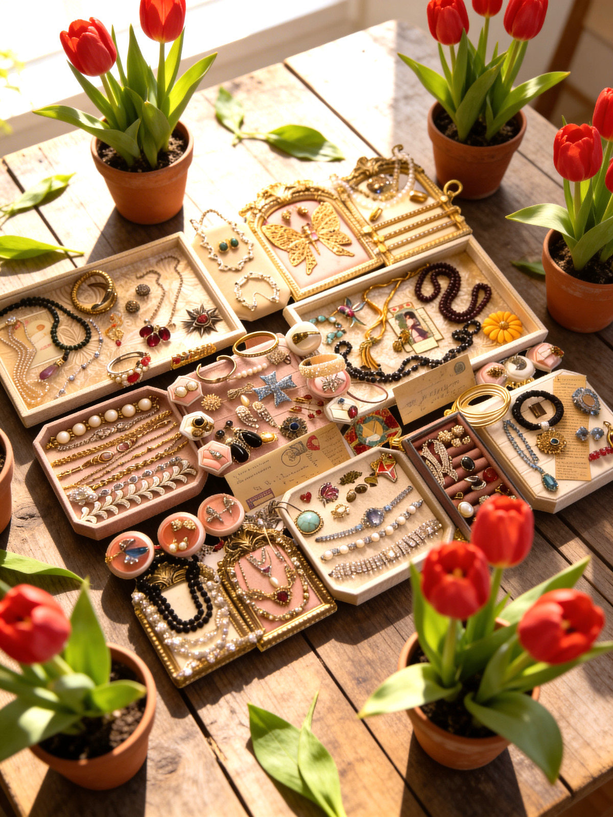Julianas Art Deco Garnets Kramer Weiss Glowers Vtg SETS Rhinestone Jewelry Lot