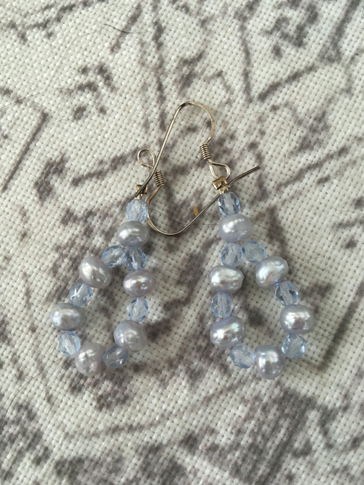 triple strand baroque fwp pearl bead necklace and earrings