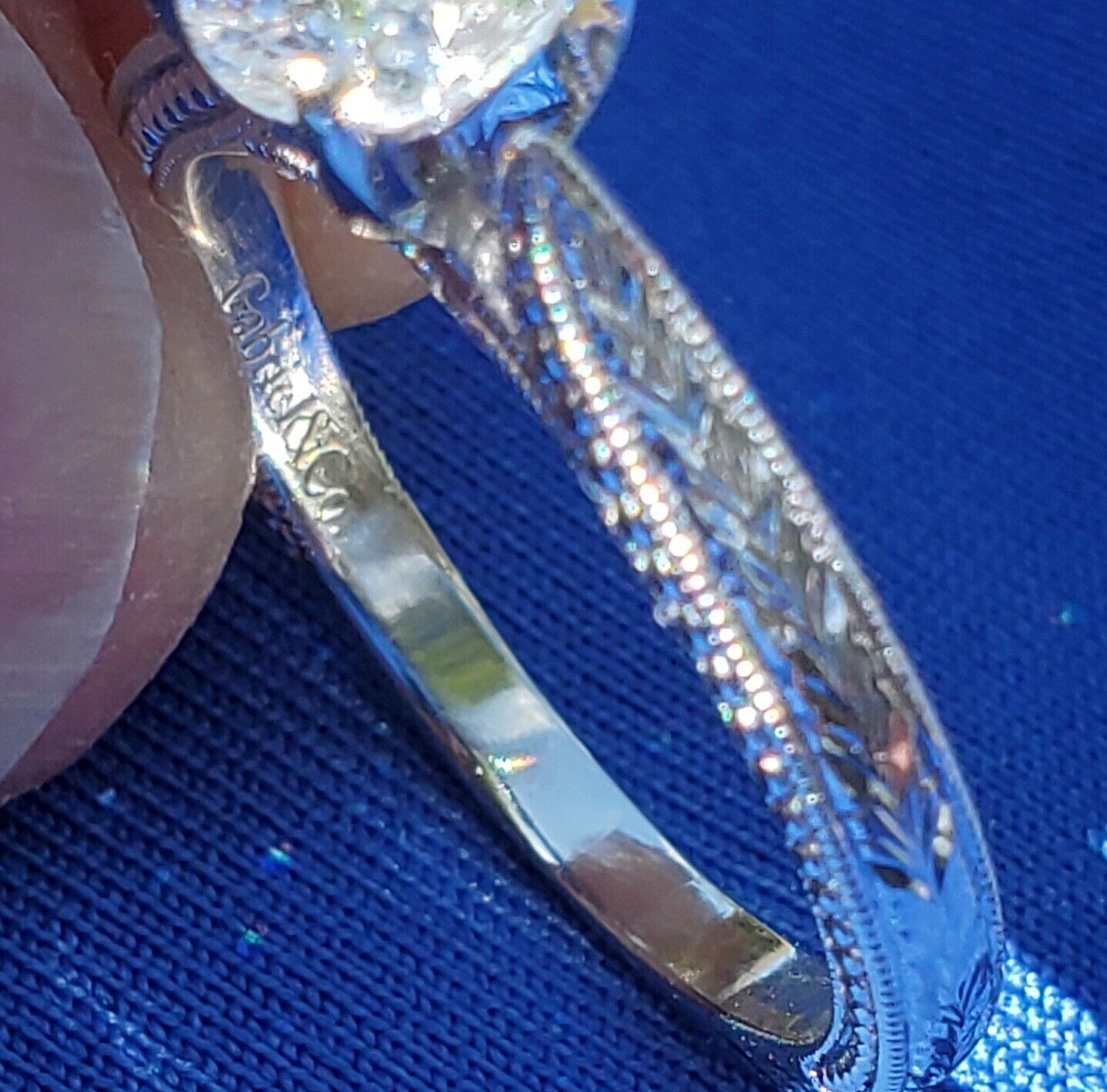 ORIGINAL Gabriel co DIAMOND EARTH MINED Deco Engagement Ring 14K GOLD Solitaire