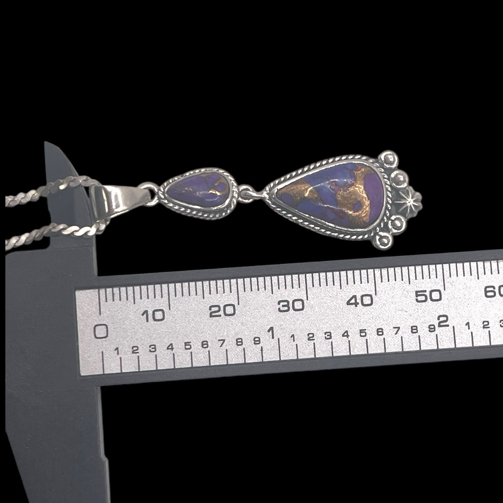 T Philippines Ornate 925 Sterling Copper Purple Gemstone Pendant Necklace, 16.5″