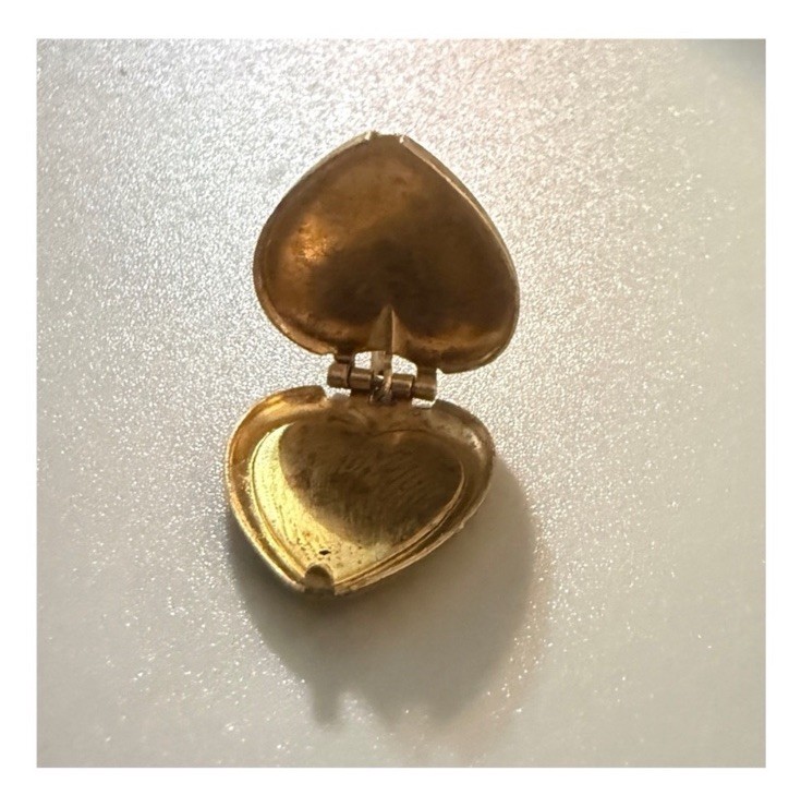 Vintage Dainty Brass Heart Locket Pendant, .75”