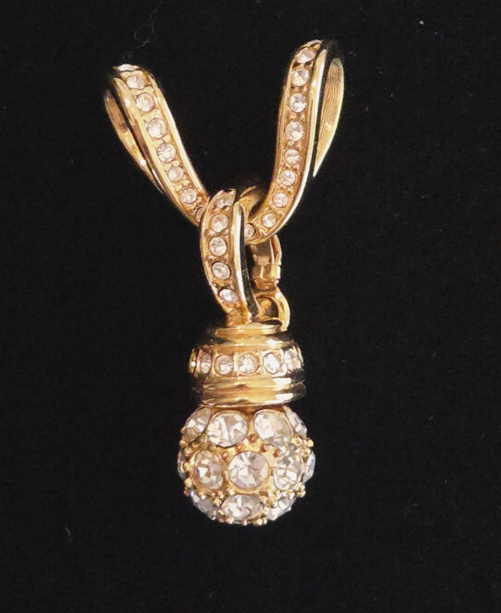 Nolan Miller Gold Tone Crystal Rhinestone Ball Pendant on Crystal Slide 2pc Set