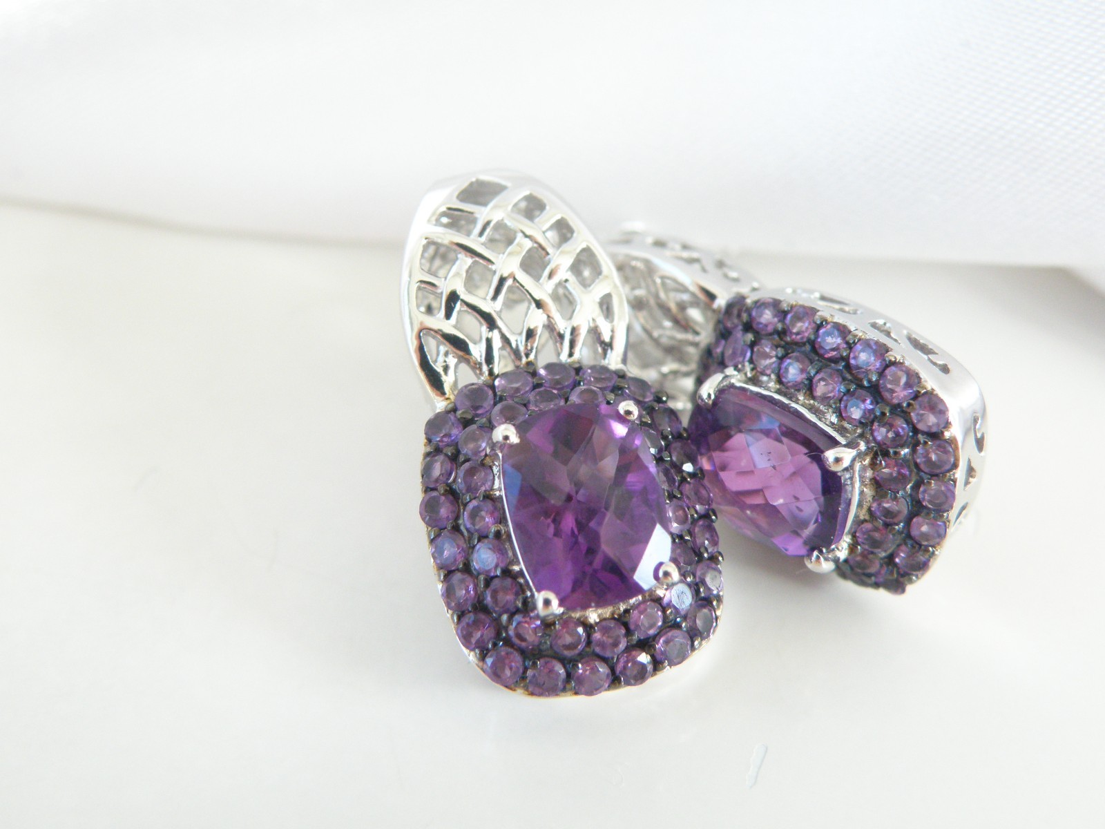 Sterling Silver 925 Natural Heated African Amethyst Earrings