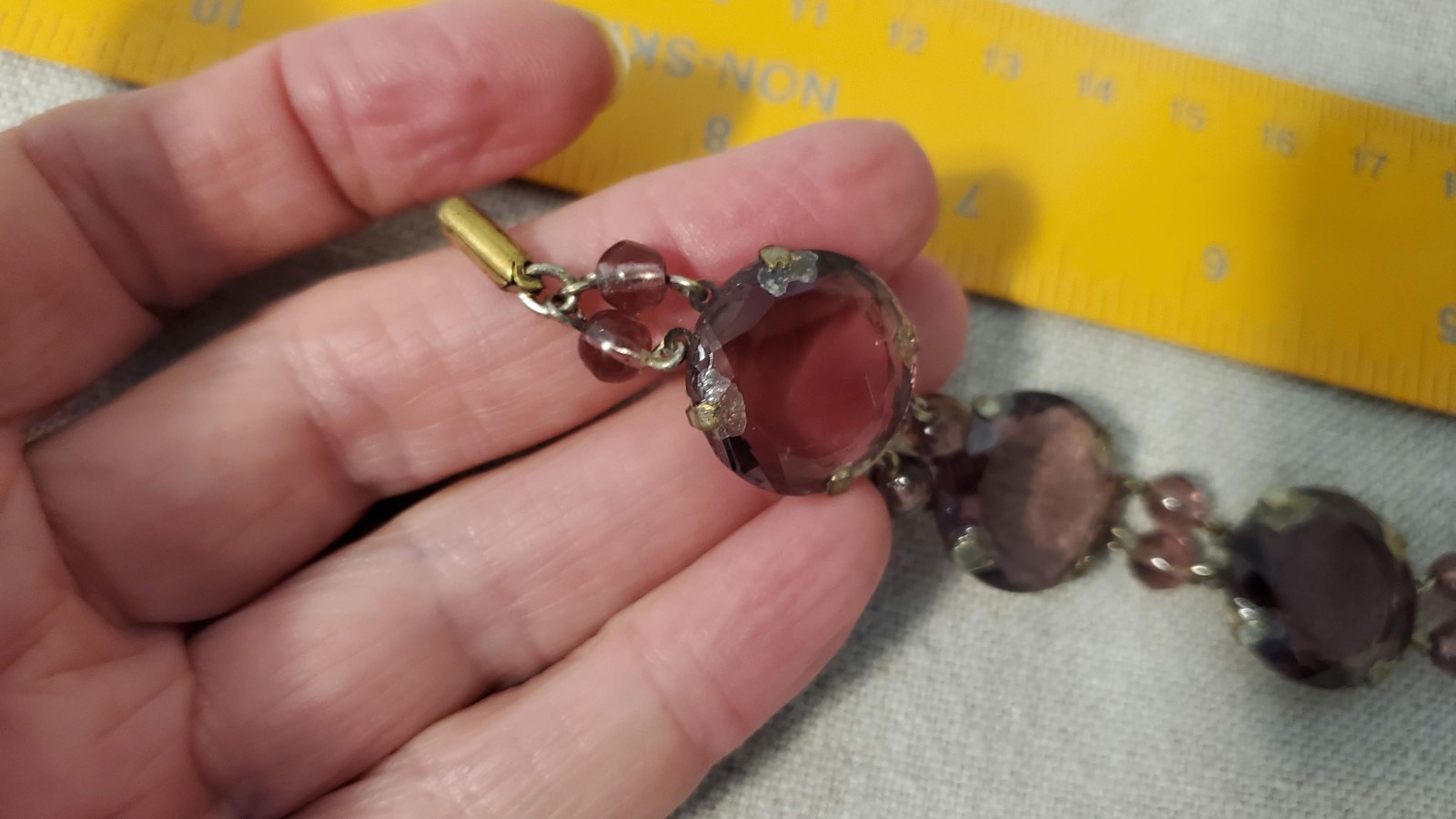 Antique open back bezel amethyst glass bracelet stunning!!!!
