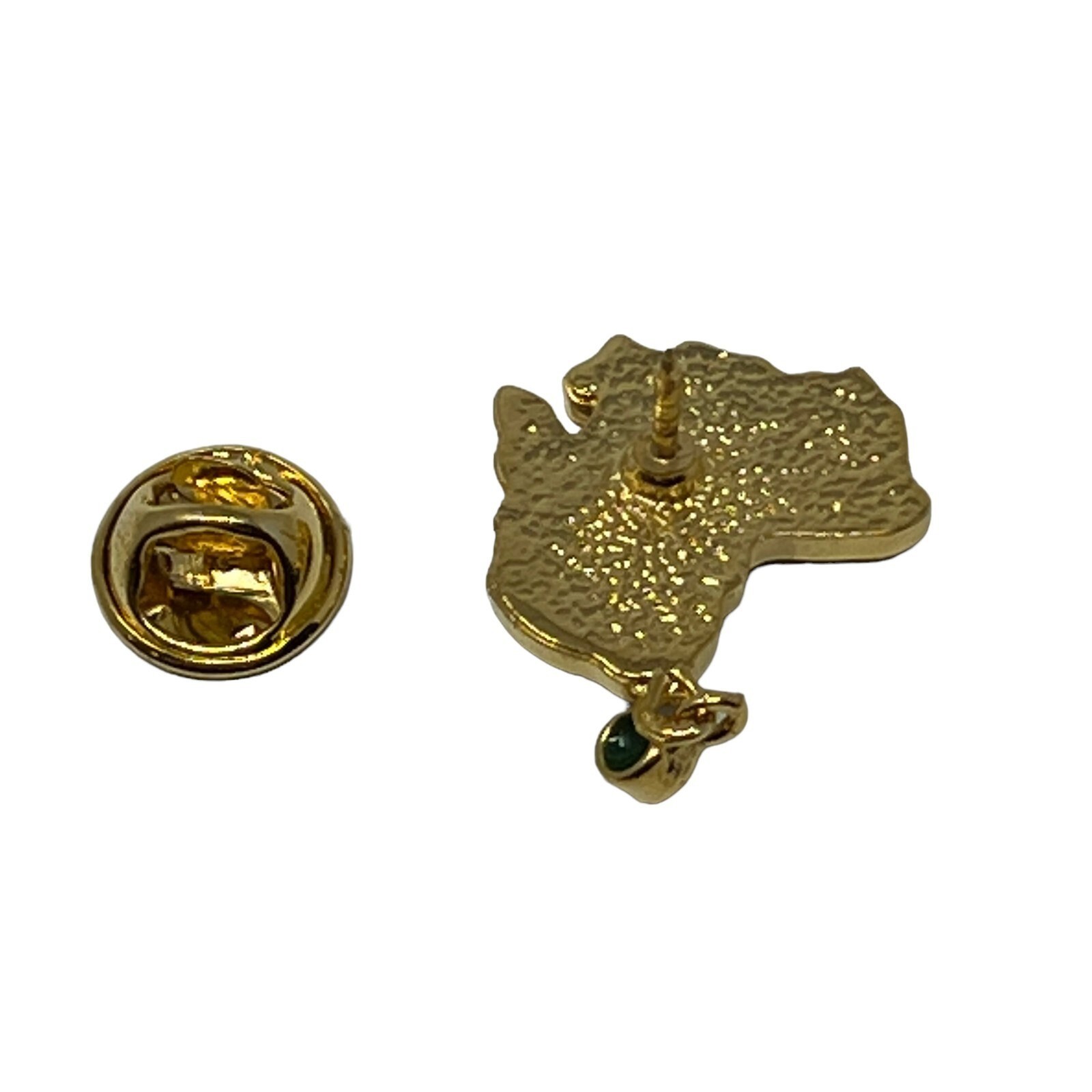 Australia Tasmania Map Brooch Green Enamel Gold Tone Tie Pin