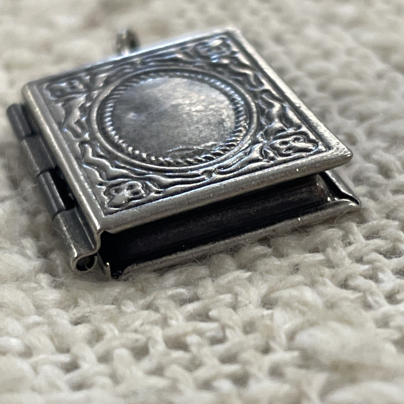 Vintage Silver Toned Book Locket Charm Pendant