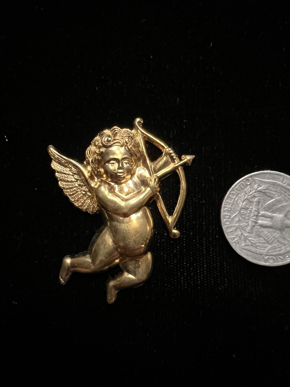 Large Cherub Vintage 22K Plated Over Brass Stamping For Jewelry Design Romantic