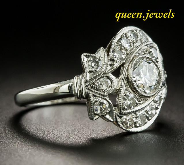 2.85CT Round Cut Lab-Created Diamond Vintage Art Deco Ring 14K White Gold Finish