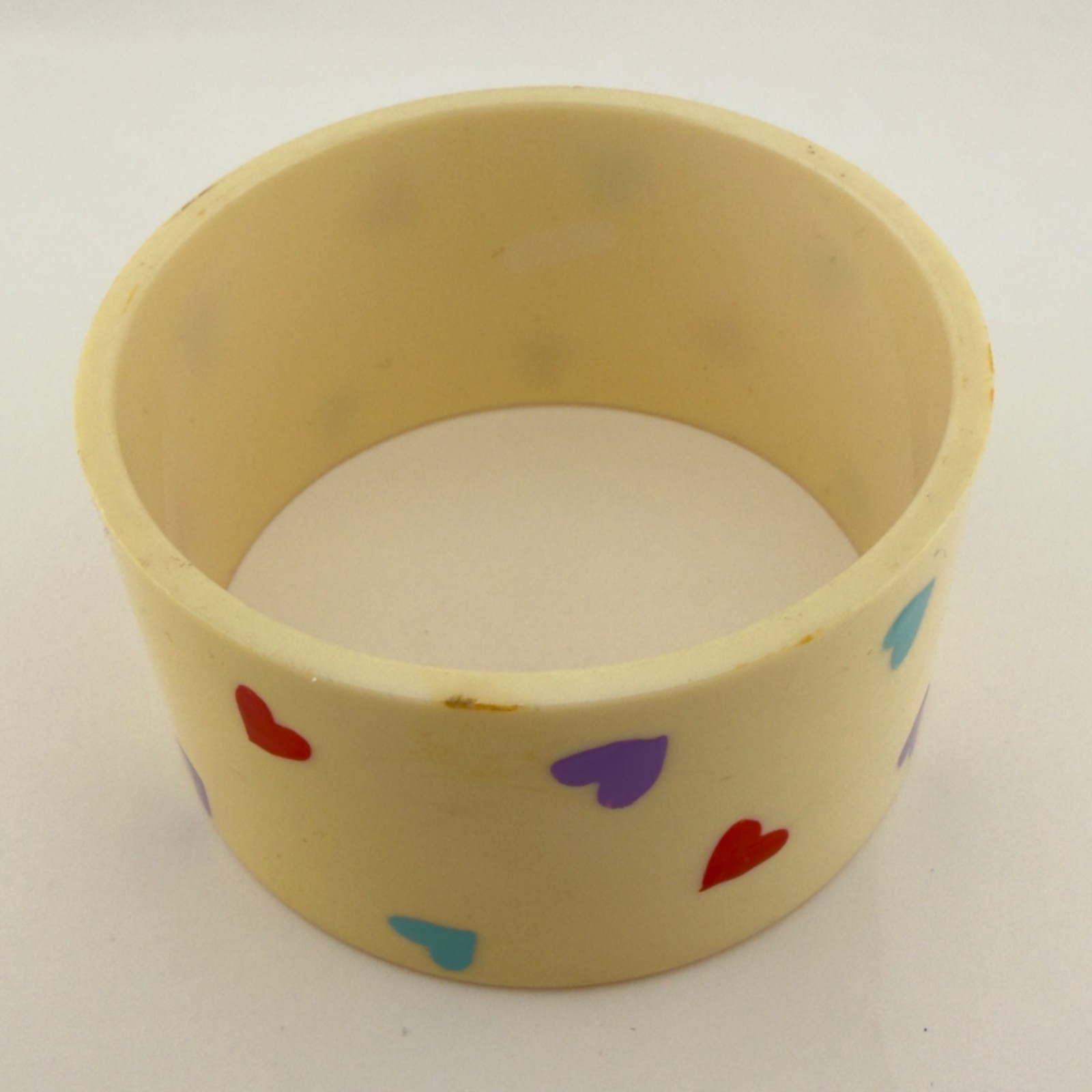 Vintage 80s Acrylic Bangle Bracelet Hearts Wide Chunky Stackable 90s READ