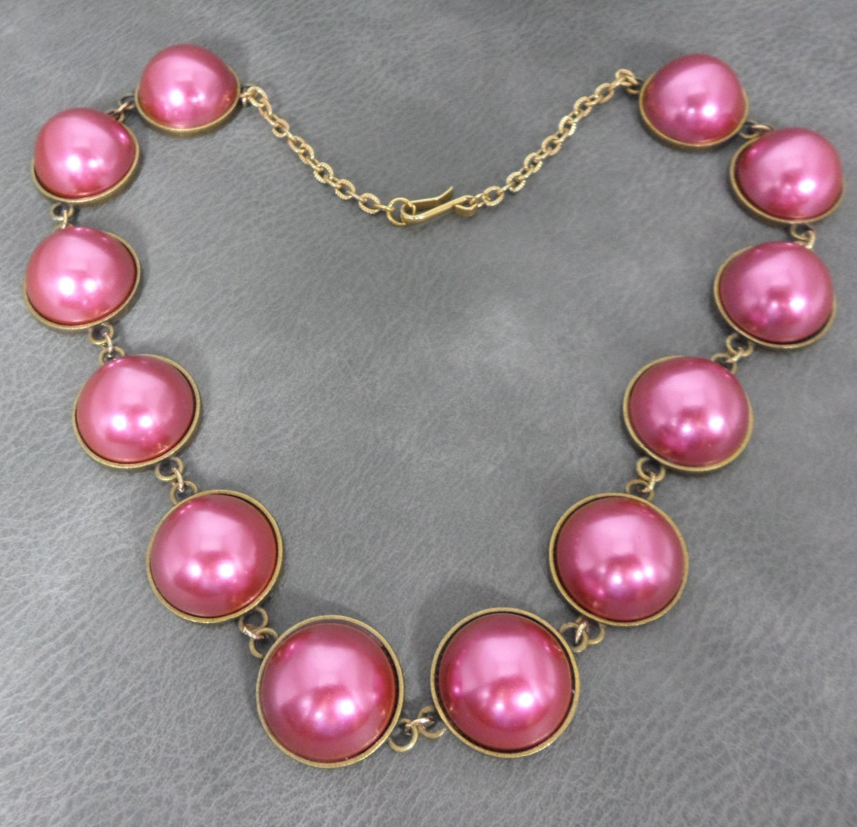 Georgian Riviere Necklace Japanese Cultura Faux Pearl Cabochon Collet Collar Vtg