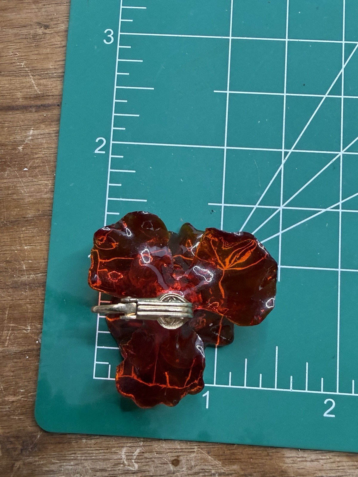 VTG VENDOME CELLULOSE ACETATE RHINESTONE FLOWER PETAL CLIP EARRINGS