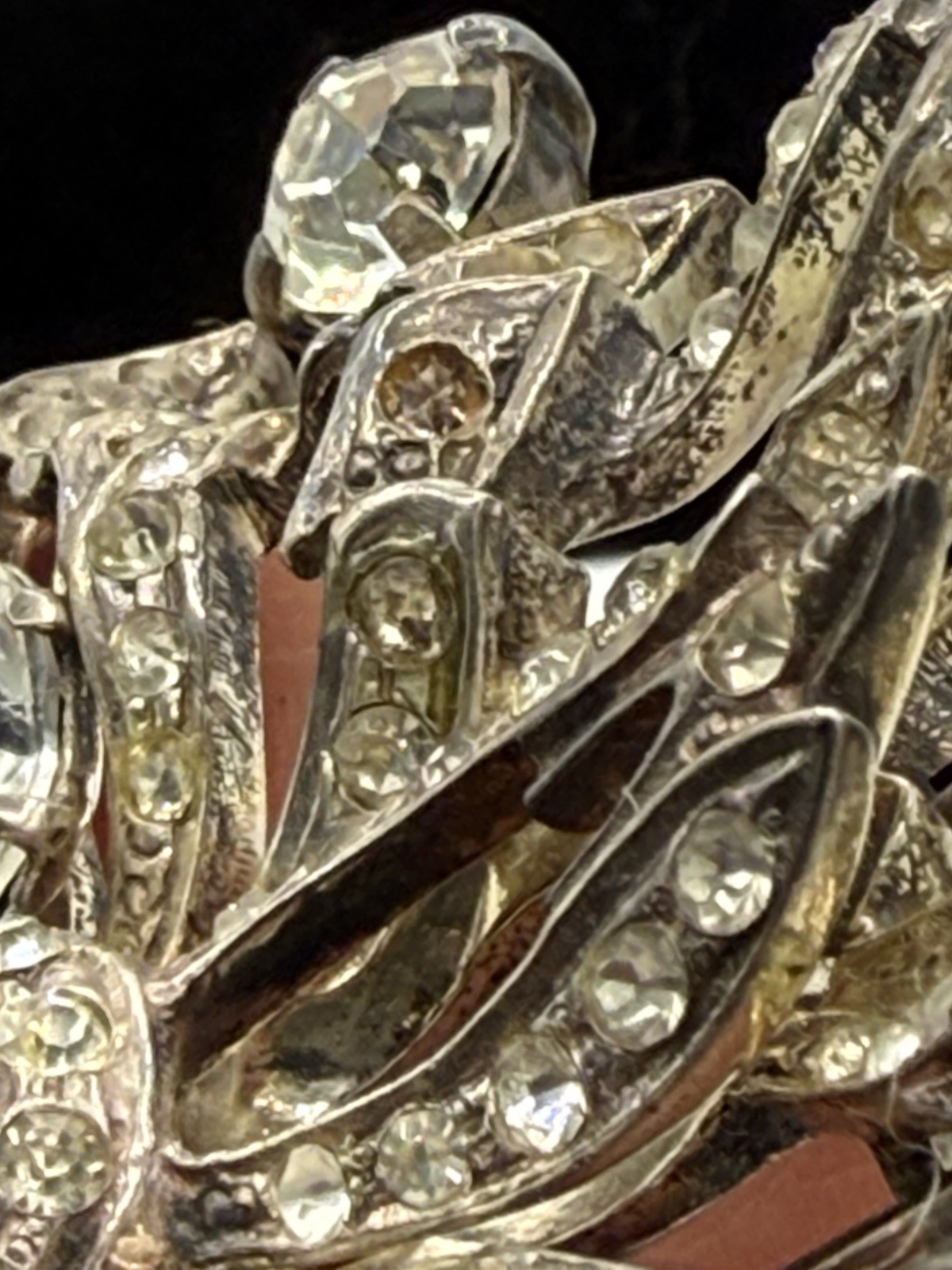GIGANTIC 1940 Original Vintage EISENBERG Sterling silver RHINESTONE Fur Clip PIN