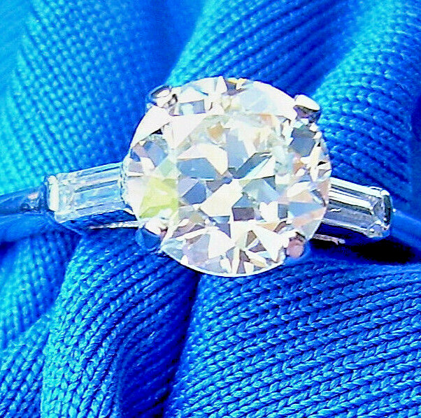 Original EARTH MINED DIAMOND Deco Engagement Ring Vintage PLATINUM Solitaire 7.5