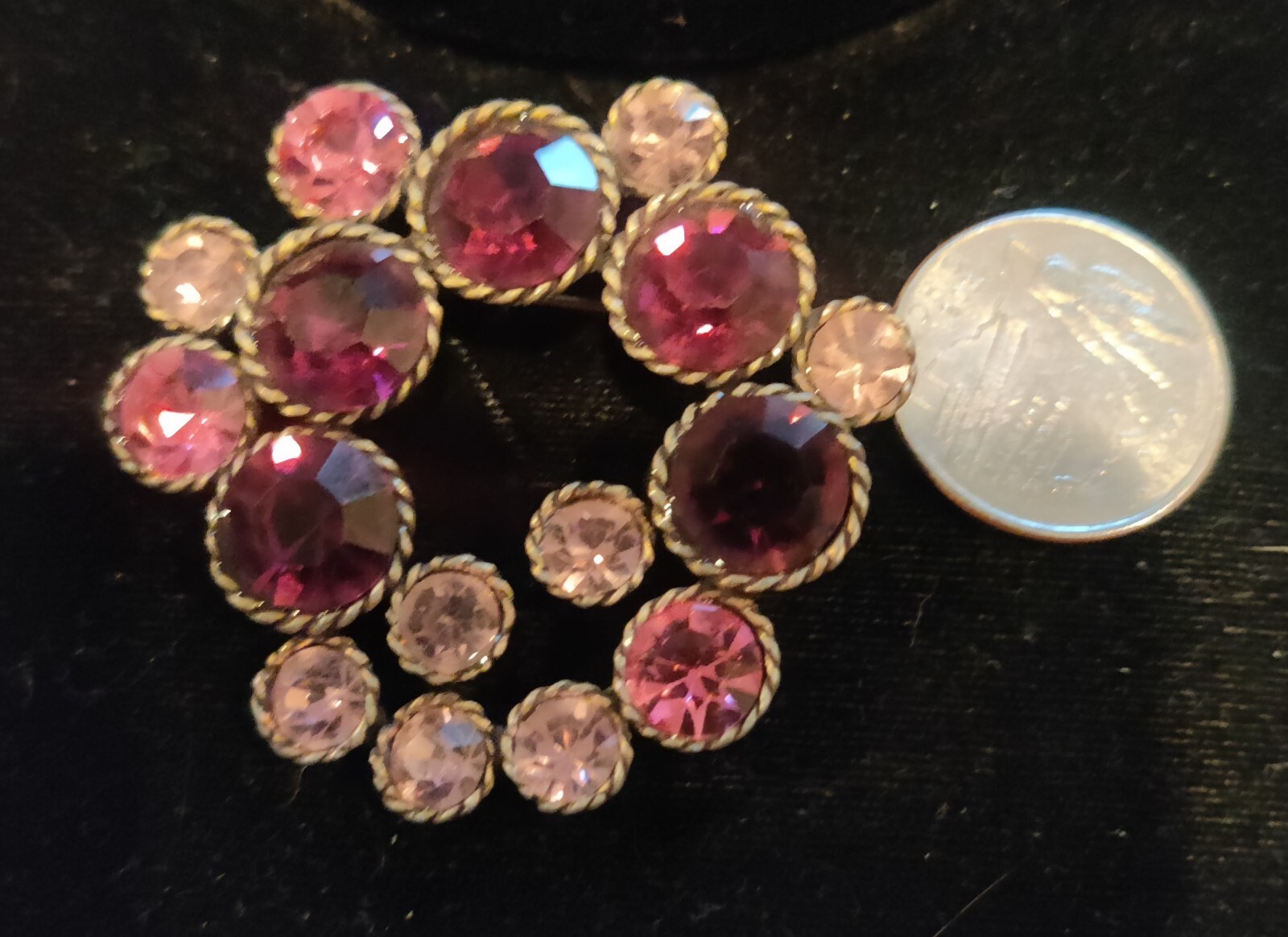 Vintage Light & Dark Purple Crystal Fancy pin brooch