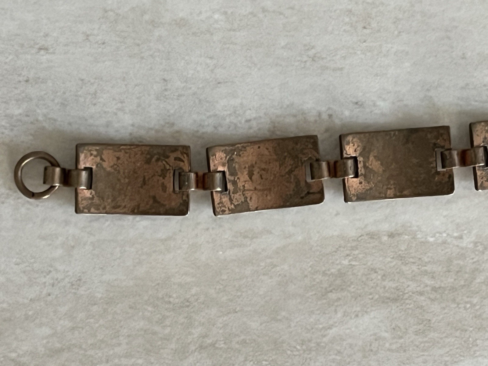 VTG Southwestern Style Rectangular Copper 6 1/4” Panel Link Bracelet Geometric
