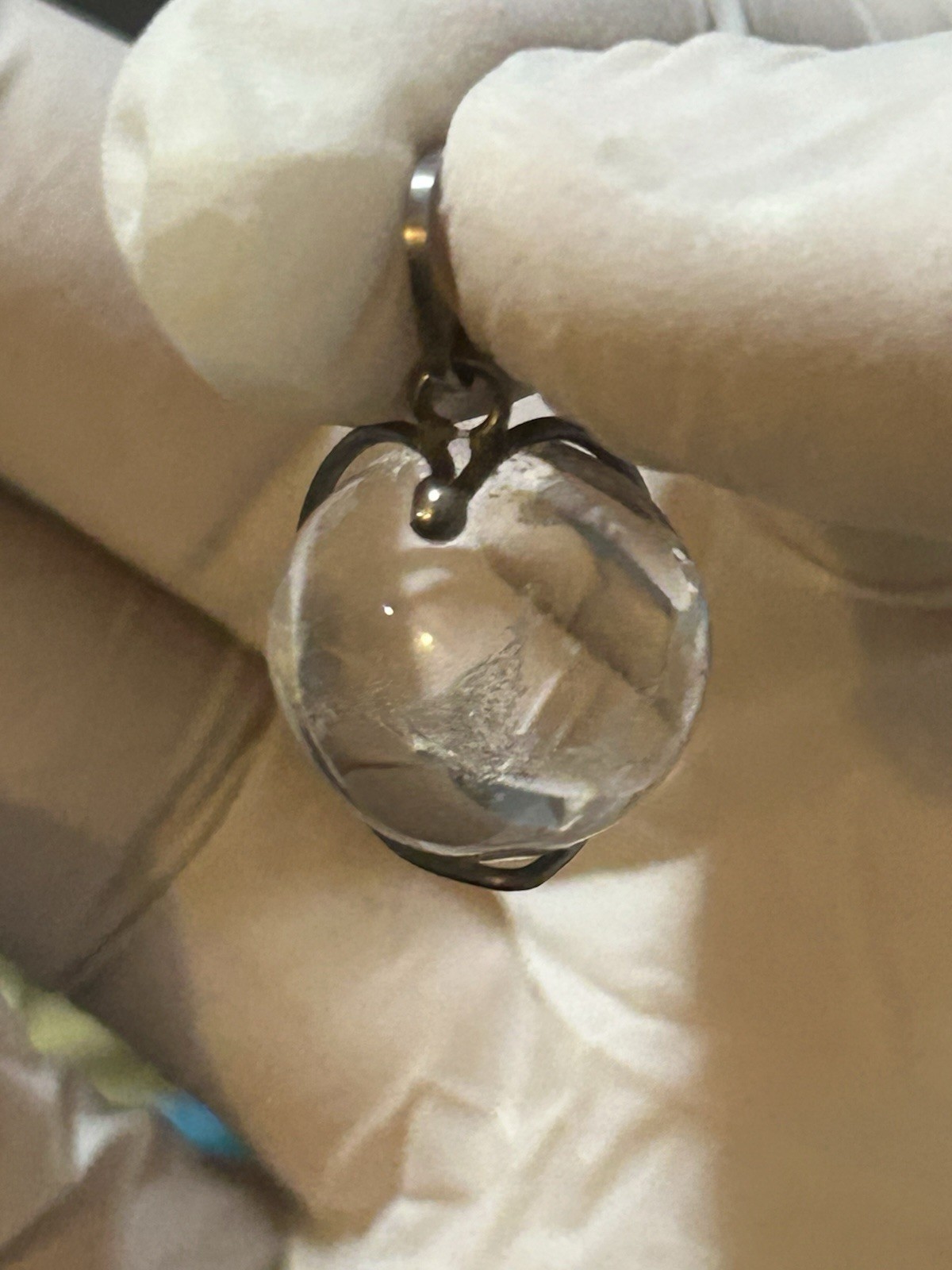 Pools If Light!! Rock Crystal Silver Wire Pendant Vintage