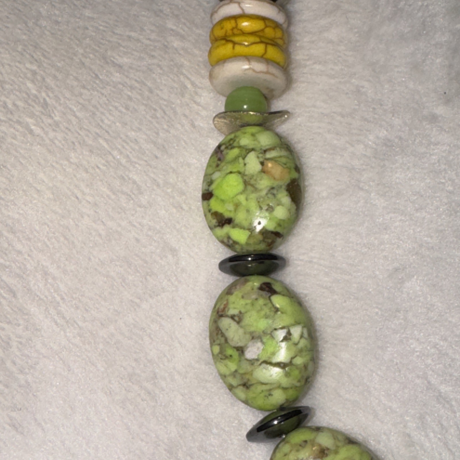 Vintage Handmade Multi Gemstone Including Jade And Black Onyx Necklace