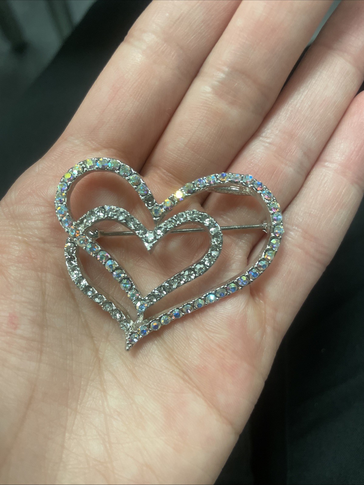 Double Heart Pin (missing two stones)