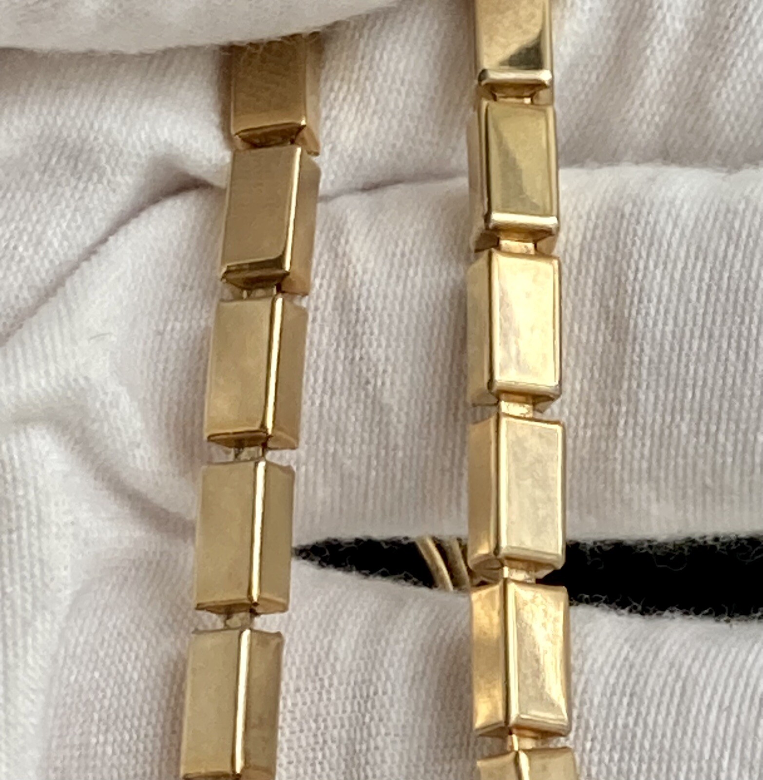 Vintage Rectangle Bar Box Link Chain Necklace 16” Gold Tone Adjustable 17.25g