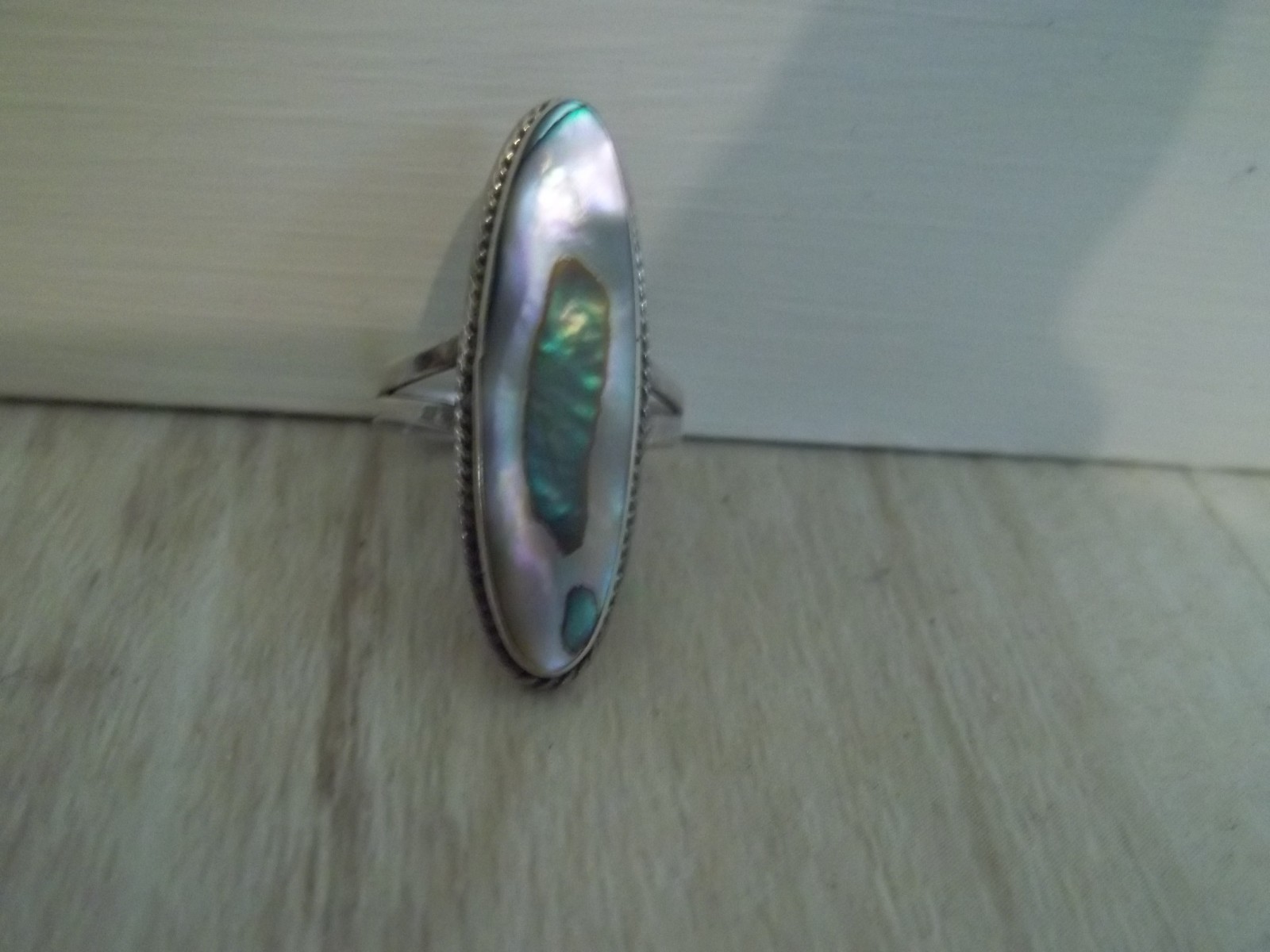 Vintage 925 Silver Abalone Ring ARF Size 6.5 READ