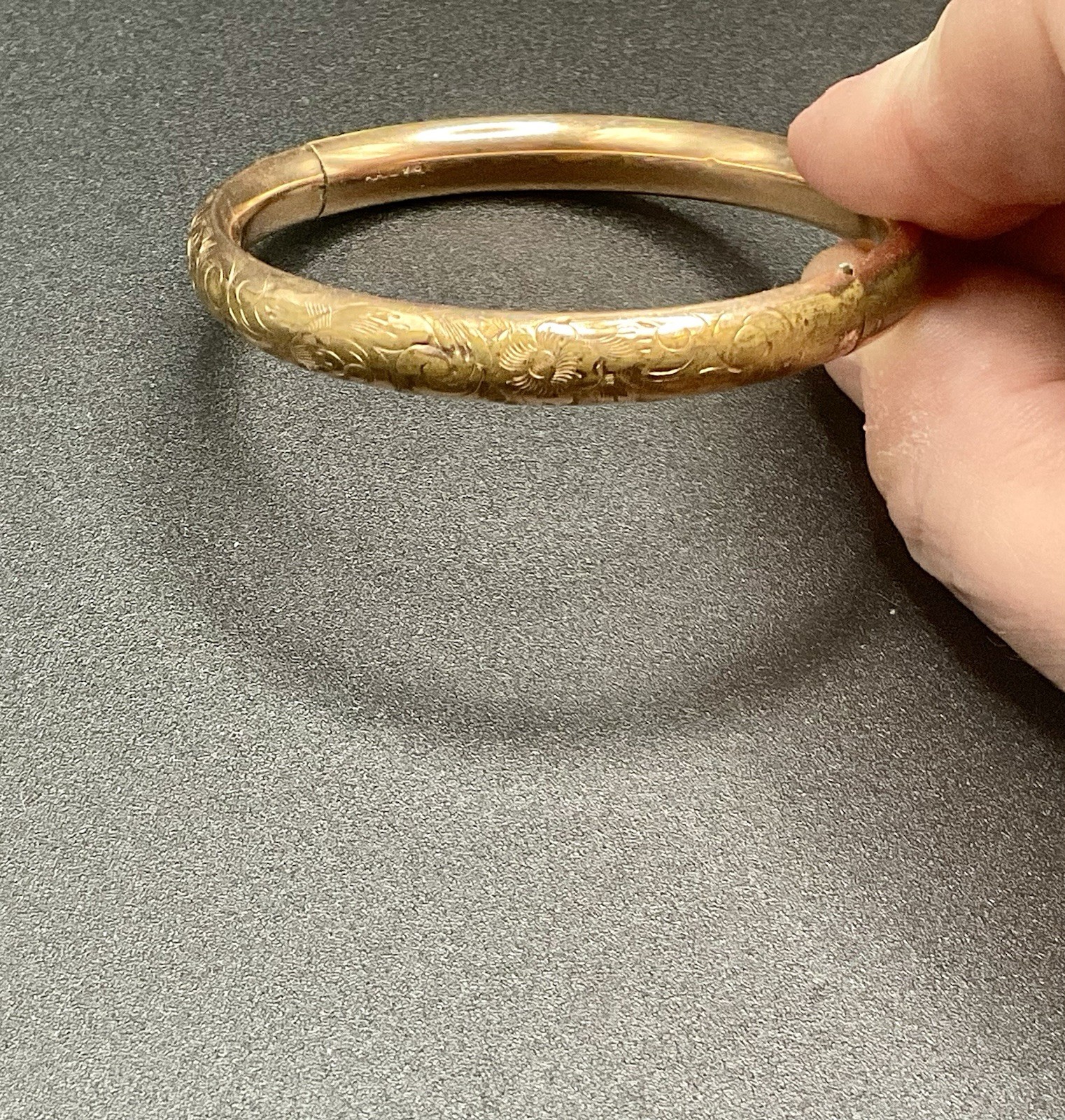 12kt Gold Filled Child’s Bracelet Vintage Etched 2in Wide