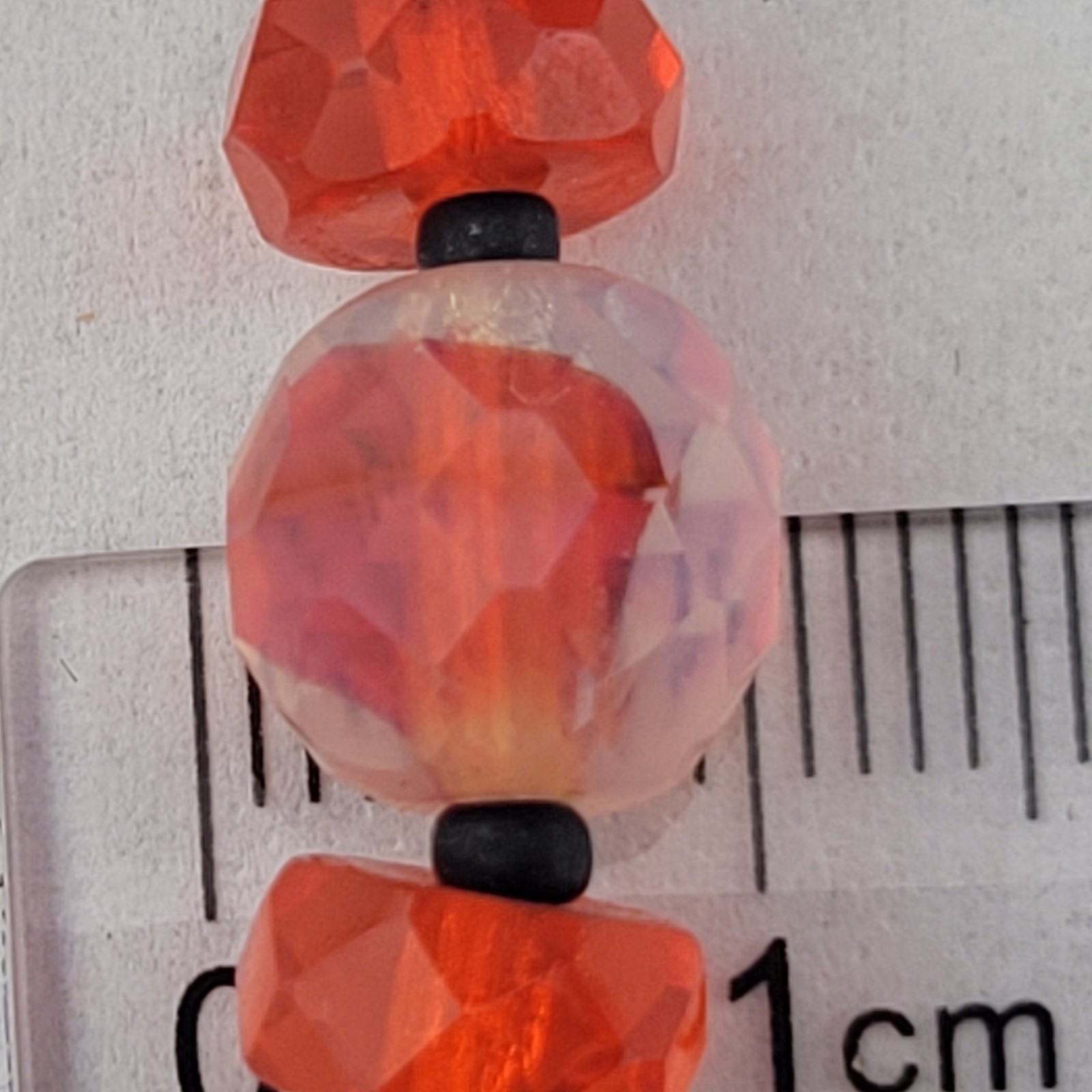Antique Czech Red Clear Orange Givre Glass Crystal Bead Graduated 20″ Necklace