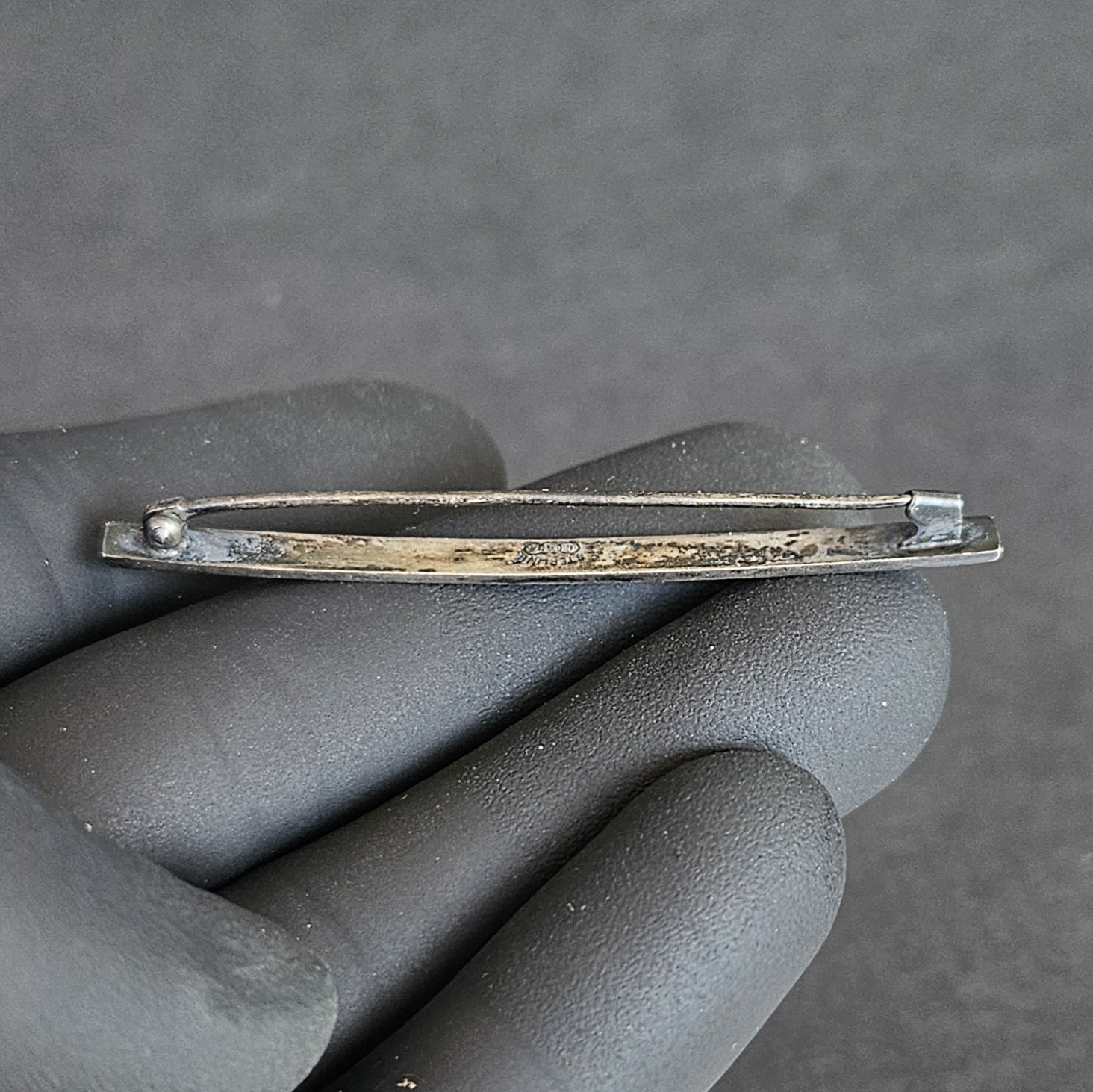 Antique Sterling Silver Engraved Bar Brooch Link & Angell L&A Pre 1915