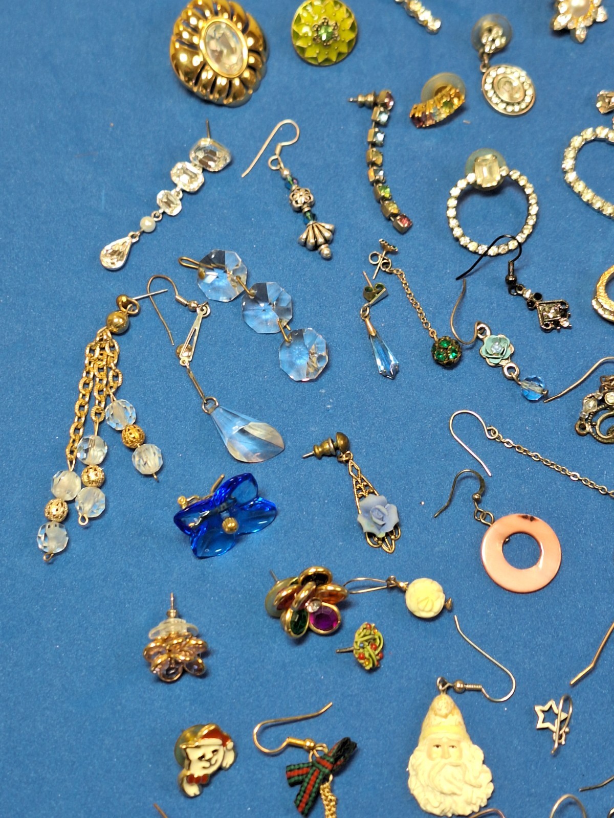 129 pc Single Pierced Earring Lot Rhinestones Dangles Animals Crafts Over 1-lb