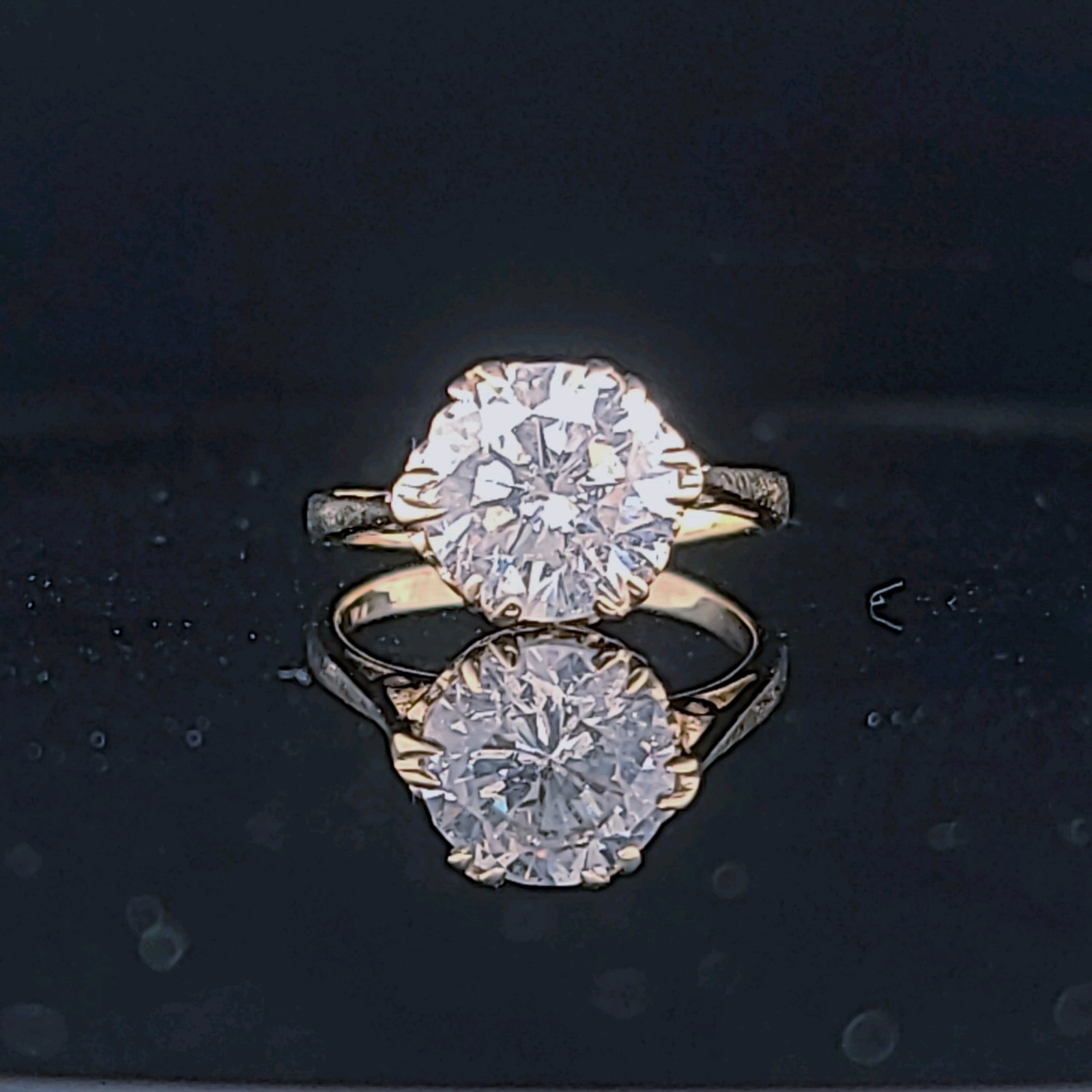 14k Yellow Gold Vintage Engagement Ring 2.82 Carat Natural Round Diamond