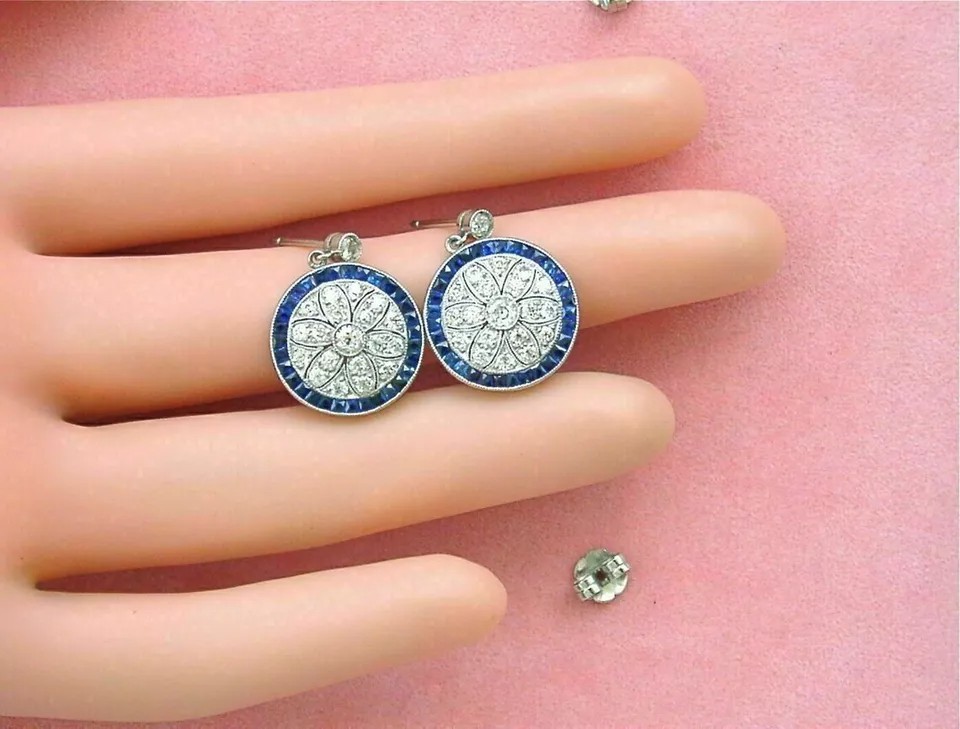 Art Deco Lab Created Diamond Bridle Wedding Gift Earring 14K White Gold Finish