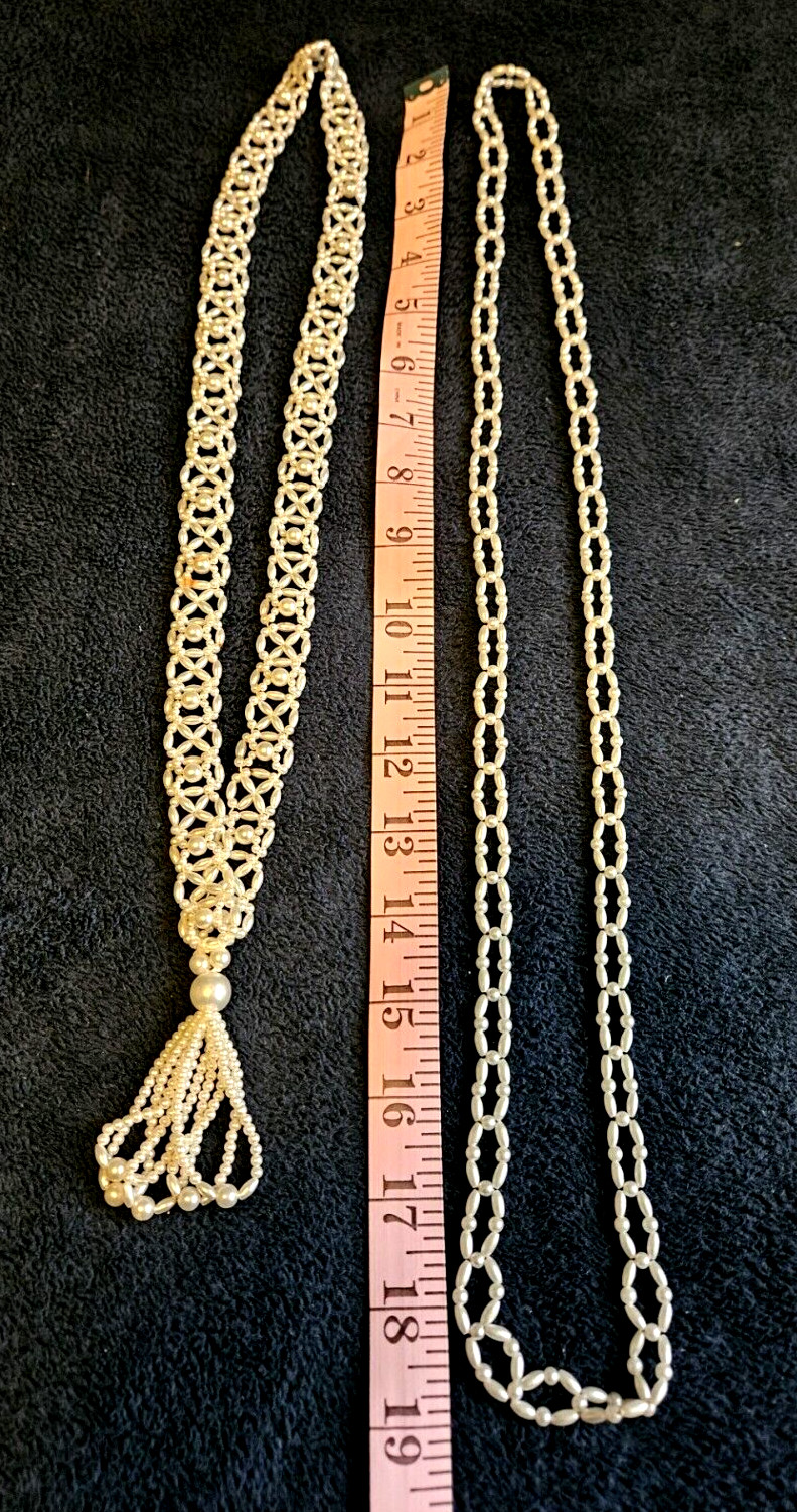 2 Vintage White Bead Necklaces