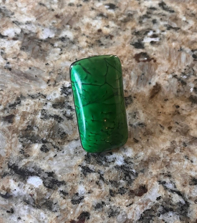 Vintage Chunky Jumbo Large Green Resin Faux Jade Stone Acetate Ring Size 6.5