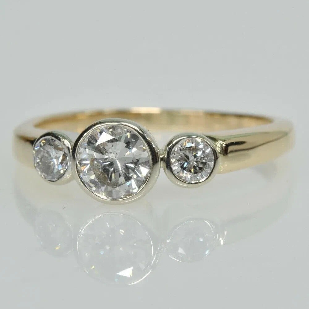 Art Deco Vintage 1.30 Ct White Diamond Engagement Ring 14K Yellow Gold Plated