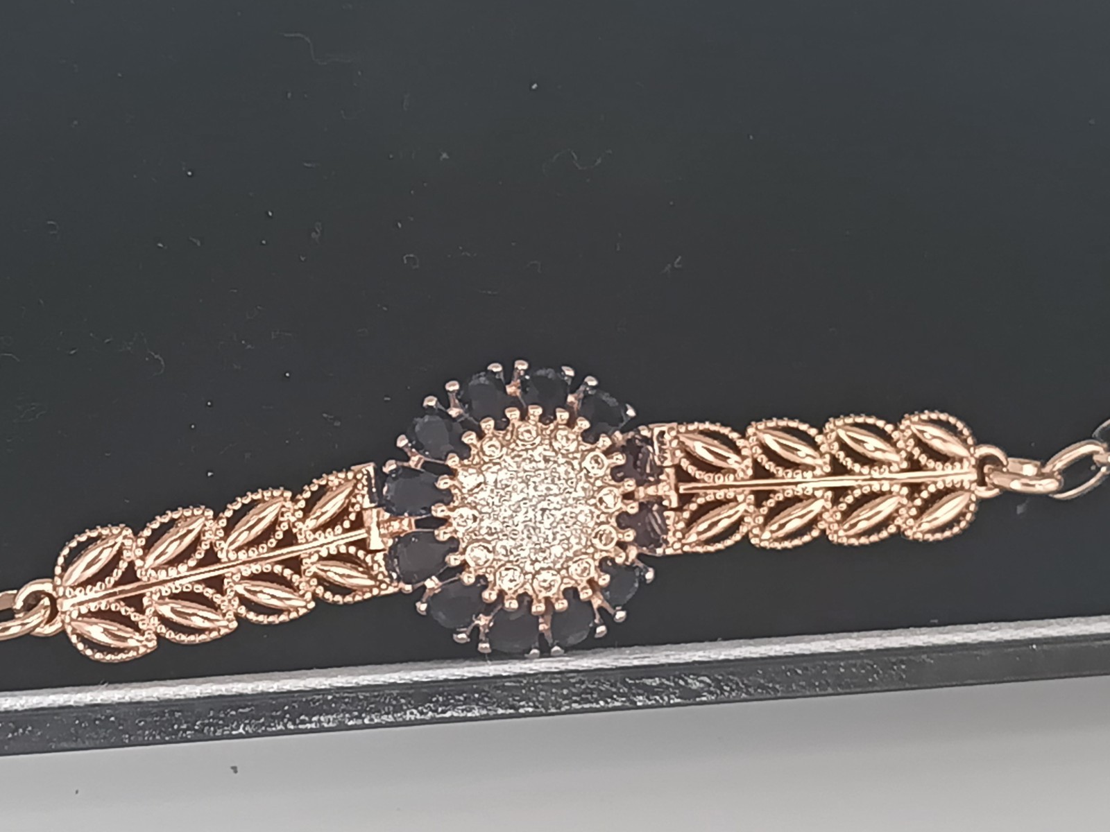Vintage 1990-s Rolled Gold Sapphire Bracelet- Hallmarked 585 RG!!