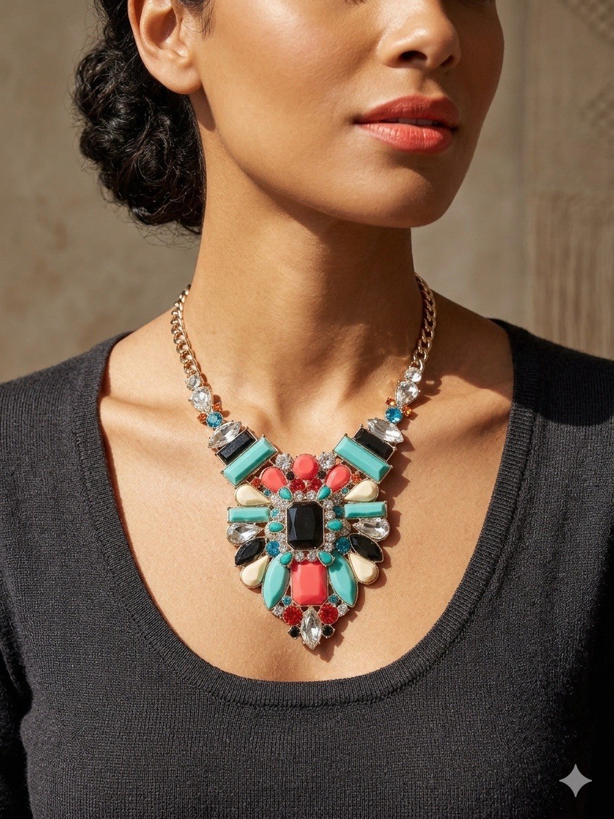 JOAN RIVERS CLASSICS COLLECTION Vintage Statement Mosaic Necklace in Box