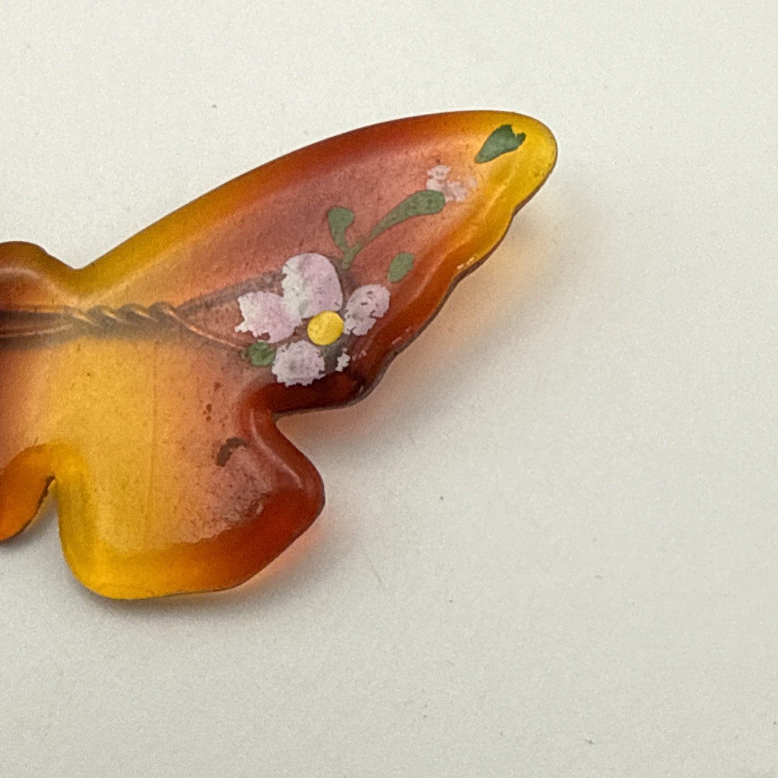Vintage Rhinestone Celluloid Acetate 3-D Flower Pin And Butterfly Hair Clip